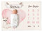 Personalisierte Baby Meilenstein Decke mit Wunschtier, Name und Motivfarbe auf Türkisch | Babydecke Meilensteindecke Monatsdecke Neugeborenen Geschenk für Jungen & Mädchen | Kuscheldecke