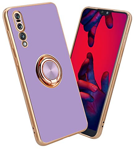 Cadorabo Hülle kompatibel mit Huawei P20 PRO P20 PLUS Schutzhülle TPU Silikon Case mit Ring Design mit Kameraschutz Slim Kratzfest Gummi mit Rundumschutz Case Hülle für Huawei P20 PRO P20 PLUS in Lila