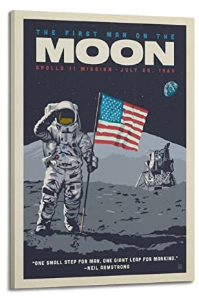 INKLOT Astronaut, Vintage Apollo 11 Poster, dekoratives Gemälde, Leinwand, Wandposter und Kunstbild, modernes Familien-Schlafzimmer, Deko-Poster, 20 x 30 cm