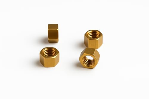 Modellbaumuttern, Modellsechskant hohe Form, Messing, M 1,2 mit einer kleinen Schlüsselweite von 2,0mm, Höhe 1,2mm - 10 Stück
