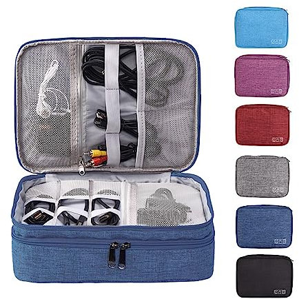 Kabel organizer tasche, kabel organizer reise, Reise elektronik tasche,Elektronik Zubehör Organizer,kabeltasche organizer, Ladekabel organizer,Travel organizer,ladekabel tasche(3 Schicht Dunkelblau)
