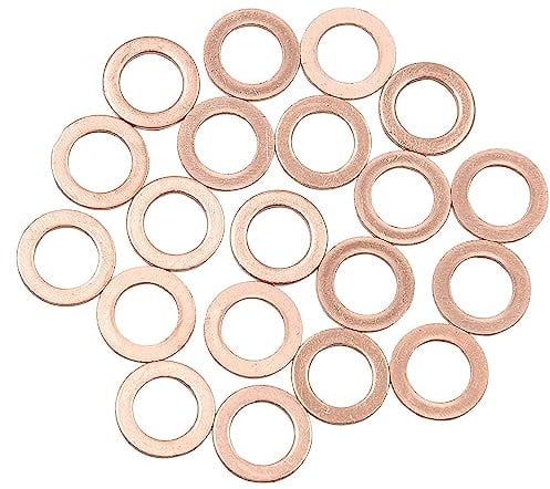 M10 Flat Washer Copper Sealing Ring, 10mm ID 16mm OD 1mm Thickness Metric Sealing Gasket, 20Pieces