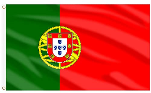 AhfuLife Grande Drapeau Portugal 90×150cm, 2Pcs Drapeau Portugais Double Face avec œillets en Laiton en Polyester pour Euro Football Match Coupe du Monde Sportive et Jardin Bar Intérieur Décoration