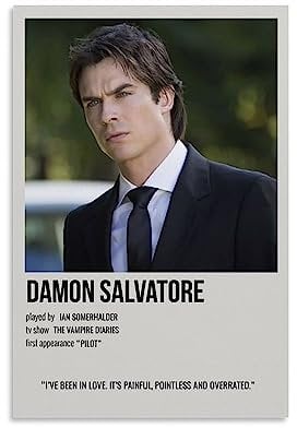 Ian Somerhalder Vampire Diaries Leinwand-Poster, Dekorative Malerei, Wandkunstdruck, Moderne Familienschlafzimmer-Dekoration, 20 x 30 cm