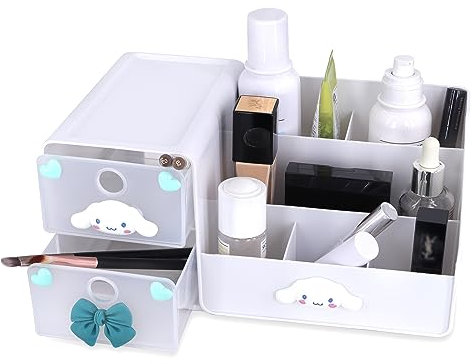 Roffatide Pot à crayons de dessin animé pour fournitures de bureau - Pot à crayons mignon - Porte-pinceaux de maquillage - Boîte haute capacité - Blanc