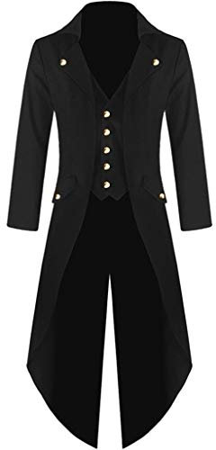 Homme Veste Costume en Queue De Pie Longue Steampunk Uniforme Cosplay Tailcoat pour Hommes Costume Party Outwear Partie Vêtements De Dessus Slim Fit Halloween