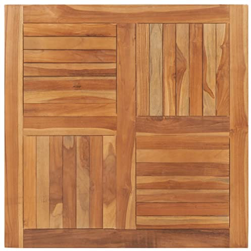 WELLIKEA Tischplatte Massivholz Teak Quadratisch 90×90×2,5 cm
