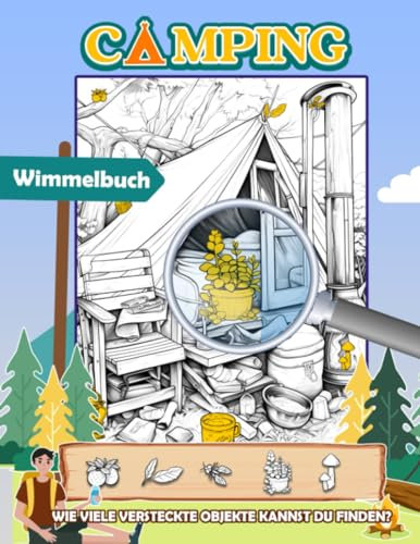 Camping Wimmelbuch: Versteckte-Objekte-Rätselbücher für Erwachsene und Kinder | Sachen Suchen Buch | Aktivitätsbuch für Erwachsene, Jugendliche, Kinder