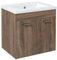 kleankin Meuble lavabo Suspendu Meuble Lave-Mains avec Bassin en céramique Armoire de Rangement 60 x 45,5 x 60 cm Marron Clair