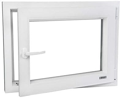 Premium Fenster auf Veko Neo Energeto Profile - Kunststofffenster Weiss BxH 1000x500 mm - Garagenfenster/Gartenhausfenster/Kellerfenster 100x50 cm 2-fach Verglast - Din Rechts - Funktion Dreh Kipp