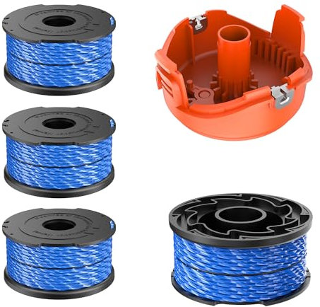 EVENLINKICS Black & Decker A6441 Bobines de fil, interchangeables, entièrement automatiques, (4 bobines de fil de rechange + 1 couvercle de bobine)