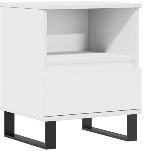 vidaXL Nachttisch, Nachtschrank mit viel Stauraum, Kommode für Schlafzimmer, Nachttischschrank Beistelltisch Aufbewahrung Nachtkästchen, Weiß Holzwerkstoff