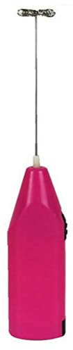 Batidor de café para bebidas de leche, batidor de huevos eléctrico, espumador, mini mango, agitador de café con leche, práctica herramienta de cocina (negro) (rosa)