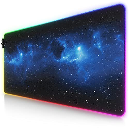 CSL - XXXL RGB Gaming Mouse Mat - LED Desk Pad - 900x400 mm Oversize - XXL Mouse Pad - LED Multi Colour - 11 Lighting Modes - 7 LED Colours Plus 4 Effect Modes - Washable - Stars