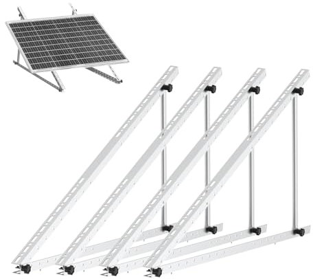 Lot de 2 supports de panneau solaire de 118 cm en aluminium pour centrale de balcon avec angle réglable de 0 à 90 °, panneau solaire 100 W-800 W, support de centrale de balcon, toit plat pour toit
