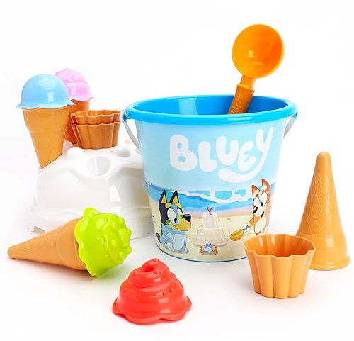 Toyland® Bluey & Bingo 14-teiliges Eimer- und Schaufelset mit Eistüten – Sand- und Wasserspiele – Strandspielzeug - Alter 2 Jahre +