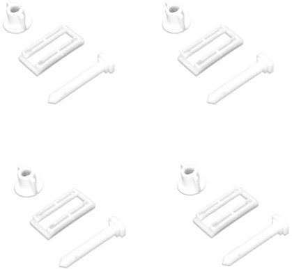 Ruimou 4 dadi per sedile WC (rettangolari), in plastica, con foro cieco, adatti alla maggior parte dei sedili WC separati, colore bianco