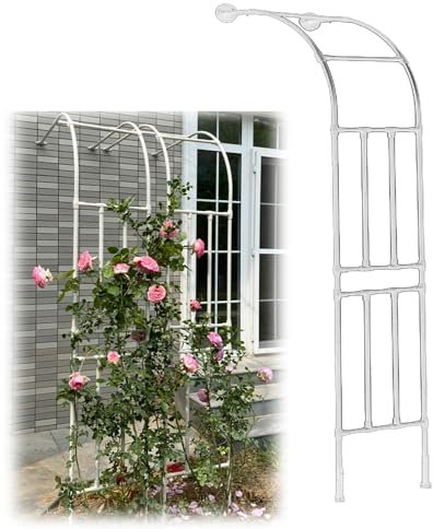 Metall Rosenbogen Garten Halbbogen Rankhilfe Rankgitter Torbogen Für Kletterpflanzen Stahlrahmen Halb-rosenbogen Witterungsbeständig(White,120X240X45cm)