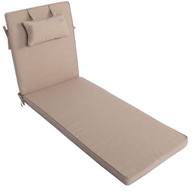 LILENO HOME Sonnenliege Auflage Mit Kopfkissen [1er Set - Rollliege] in Taupe - Perfekt für Strandliege und Gartenliege MAR