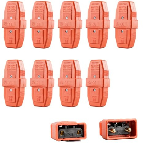 WK Electrical - Inline Plug and Socket Cable Connector, Impact Resistance (10A 2pins x 10pcs)
