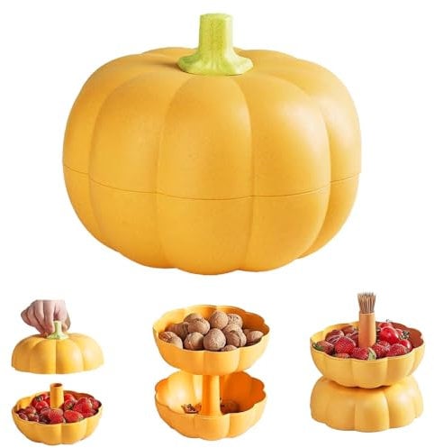 Pumpkin Snack Holder, Pumpkin Serving Bowl, Pumpkin Snack Tray, Stacked Pumpkin Snack Holder, Pumpkin Snack Bowl Stand Double Layer, Candy Snack Tray for Halloween Party