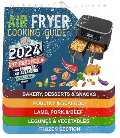 Livret Magnétique Pour Friteuse À Air, Tableau Des Temps De Cuisson Pour Friteuse À Air,Guide De Cuisson Pour Friteuse À Air Magnétique Avec Cintre | Affichage Des Températures Et Des Temps De Cuisson