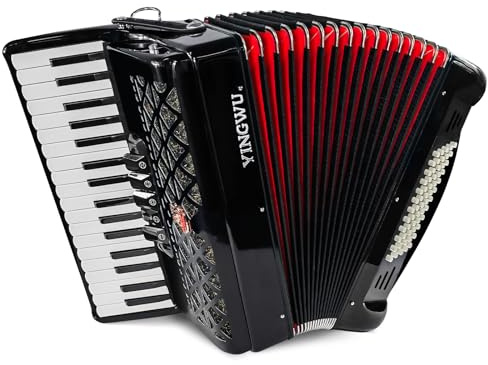 Accordion 34 Keys 60 Bass Premium Professional Accordion with German Reeds, Sealed Bellows for Beginners Adults, Stage/Studio/Home Use, W/Backpack & Carrying Strap (Black)