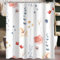 Lerores Duschvorhang 180x200 cm Koralle Blume,Beschwerter Saum Antischimmel,Wasserabweisend, Waschbar Polyester Badevorhänge mit 12 Ösen und Duschvorhangringe für Badezimmer,Badewanne