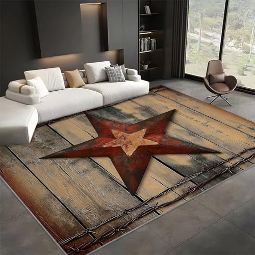 Wohnzimmer Teppiche 120 x 170 cm, Waschbarer Holzmaserung im Landhausstil Bedruckter Rechteckiger Läufer, Westlicher Stil Rutschfester Dekorativer Teppich, Weiche Niedrigflor Läufer fürs Schlafzimmer