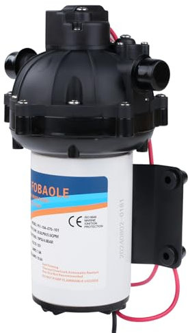 MotorMinds RV Frischwasserpumpe, 12V DC Wasserpumpe, 6.5GPM 70PSI Fünf Kammern selbstansaugende Membranwasserpumpe mit Heavy Duty Druckschalter und Sieb für RV, Marine, Yacht, Caravan