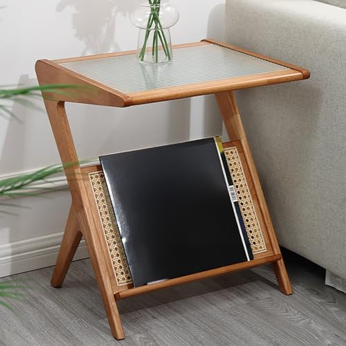 JIAOCKJIAO Meuble Audio Vidéo en Bambou, Meuble Hi FI AV, Aucune Installation Requise, Comptoir en Verre, Meuble Rack Audio, for Le Salon, Les Salles D'enregistrement