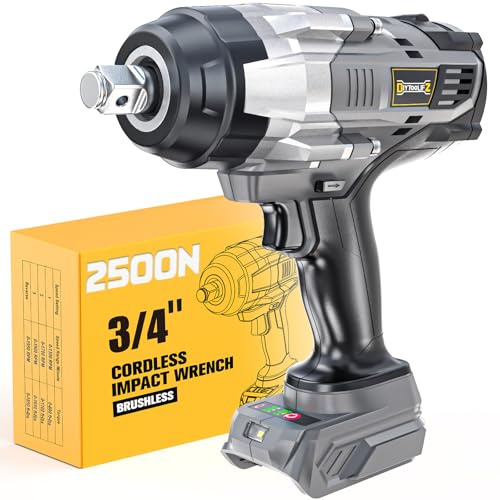 DIYtoolifz 3/4 Cordless Impact Wrench Compatible with Dewalt 20V Battery: 1850FT-LBS(2500N.m) High Torque Impact Driver, Auto-Stop Reverse, 4-Speed Heavy Duty Impact for Car/Truck/Mower(Bare Tool)