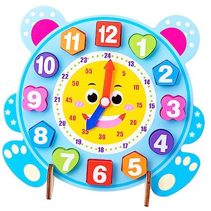 BESTonZON 1 Satz Cartoon-Uhr kinderlernuhren Puzzle laubsägen für Uhr mit Tiermotiven laubsäge Lernspielzeug aus Holz Erkennungsspielzeug aus Holz Bildungsspielzeug Blue