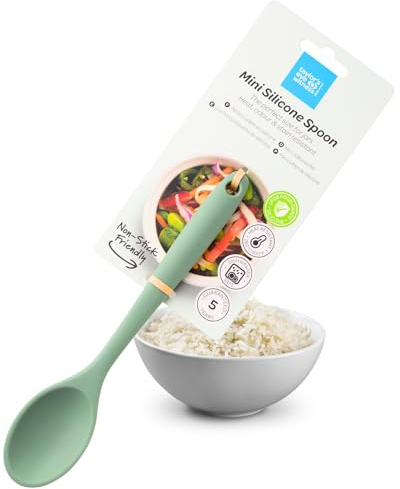Taylors Eye Witness Mini Silicone Sage Stirring Spoon - Dishwasher Safe, Perfect for Non-Stick Pans. Small Enough for Jars. Odour, Stain & Heat (260°C/500°F) Resistant. 5 Year Guarantee
