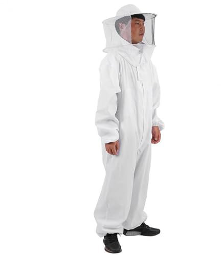 Tuta da apicoltore resistente ai punti con cappuccio traspirante, protezione completa con tasche e polsini elastici per apicoltore, tuta professionale per apicoltori per uomini e donne, XL/2XL