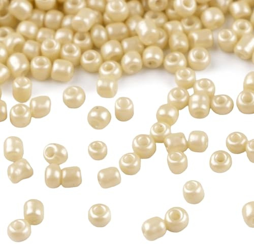 Rocailles Glasperlen 50g 2mm Rocaillesperlen Perlen fädeln Schmuck basteln, Farbe:hellbeige