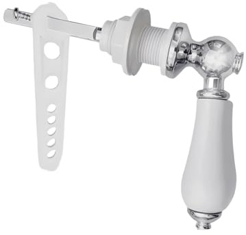Gdrghe Ceramic Toilet Flush Handle Universal Toilet Flush Handle with Anti Slip Ceramic Grip Corrosion Resistant Chrome Plated Lever Adjustable Arm 3-in-1 Replacement Kit for Cistern Tank