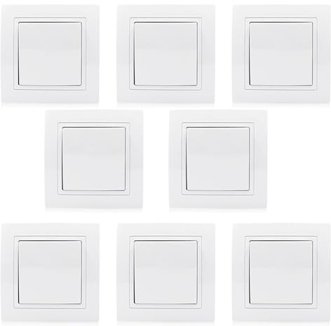 8 Stück Unterputz Ein-/Ausschalter Weiß 250V 10A Taster All-in-One Visage Schalter Ein Lichtschalter Unterputz Klemmanschluss Standard Universeller Lichtschalter Set, Light Switch, Licht Schalter