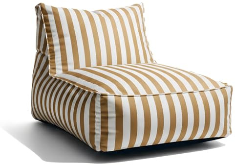 Gutekissen® Sitzsack Erwachsene XXL - Outdoor Sitzkissen Wetterfest - im Streifen-Design - bequemer Loungesessel für Terrasse, Balkon, Garten & Patio, UV-beständig - 72x102x65cm (Beige)