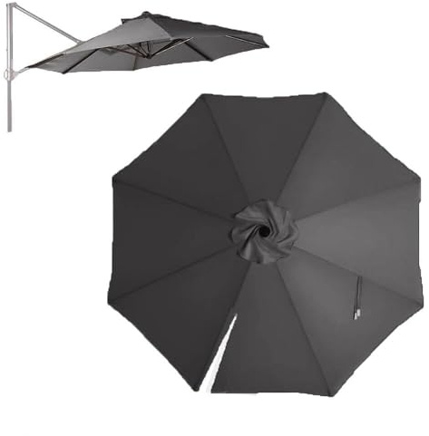 Tela De Recambio for Sombrilla Redondo 300cm 350cm Toldo De Repuesto for Parasol Excentrico Cubierta De Repuesto for Sombrilla De Mercado 8 Varillas(Khaki,300cm (9.8ft))(Gris,300cm (9.8ft))