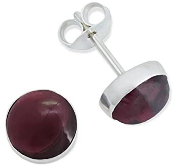 Ohrstecker 925 Silber Granat roter Stein Edelstein Ohrringe echt Silber Damen Sterling Silber Stecker Geschenk(MOS-042-02)