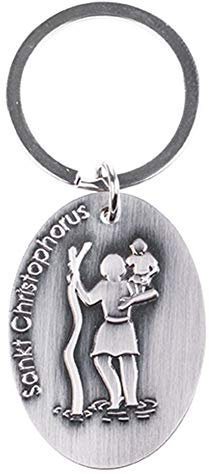 Fritz Cox® - Christophorus - modern Schlüsselanhänger mit passender Geschenkkarte und Gravur 'Dein Begleiter auf jeder Reise'; mit persönlicher Widmung auf der Rückseite