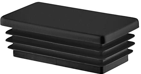 Tappi a Lamelle Rettangolari 140x80 mm in Plastica Nero - Tappo per Tubo per Mobili e Strutture in Ferro | Inserto Terminale – Set 5 Pezzi – 14x8 cm