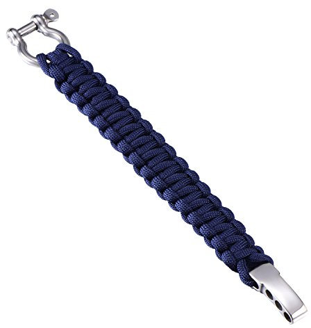 DonDon Herren Survivalarmband Paracord Outdoor Armband geflochten dunkelblau