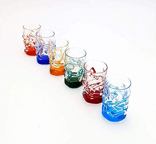 Perle d'Arte set 6 bicchieri liquore Jazz Source monocolore in vetro dipinto a mano Murano style Venezia