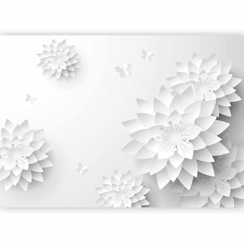 murando - Papier peint panoramique oriental 350x256 cm - Revêtement mural décoration pour chambre salon cuisine - Design unique et moderne - Gris blanc - Orienter les fleurs zen p-B-0020-a-a