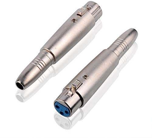 S SIENOC Placage de nickel 6.35mm (F) à XLR (F) Adaptateur, 6,35mm Femelle à XLR Femelle Connecteur métal Argent (6,35mm (F) - XLR (F), 2 Pièce)
