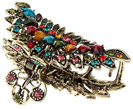 Inzopo Pince à cheveux vintage chic en alliage de métal strass grande taille pinces à cheveux fantaisie épingles à cheveux pour femmes barrettes à cheveux accessoires pour cheveux épais - Multicolore,