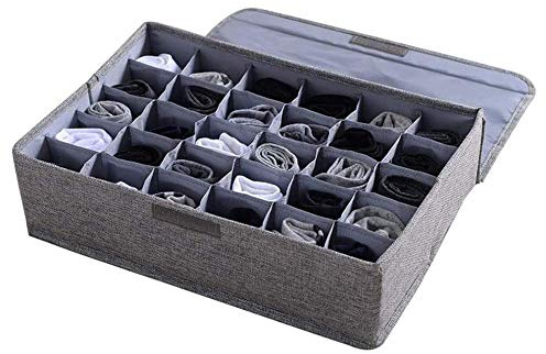 CLQ 30-Fach Aufbewahrungsbox Für Krawatten, Socken, Unterwäsche, Schrankteiler, Aufbewahrungsbox Mit Deckel-gris