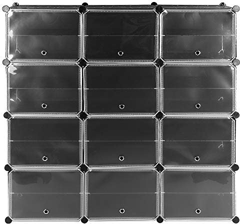 HUOLE Armoire Penderie Portable, Étagère de Rangement, Cubes de Stockage Modulaire en Plastique en métal Stable, Assemblage Facile pour Vêtements, Accessoires, Jouets (12 Cube)